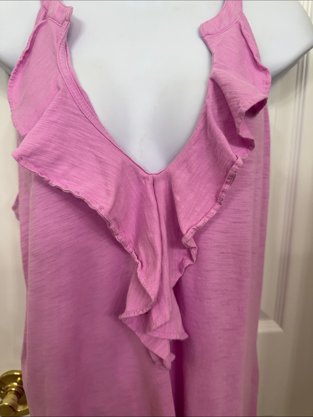 Pink Ruffle V-Neck Tank Top - Picture 2 of 5